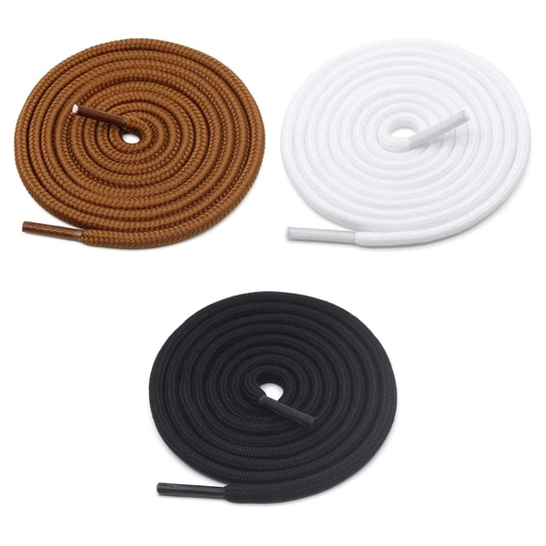 GRAH SANGRAH® 3 Pair (1 Pair Per Single Color) Unisex Shoes Laces For Sport, Running Casual Gym Shoelaces - 120 CM, Tan-Black-White