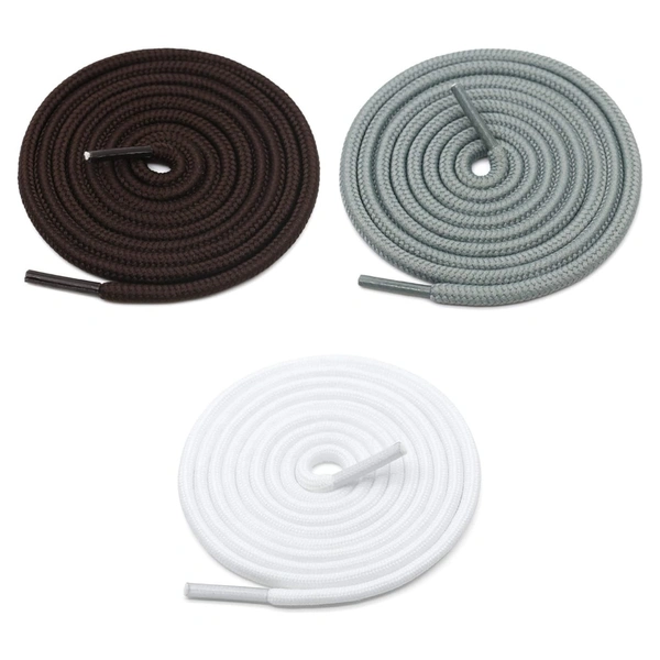 GRAH SANGRAH® 3 Pair (1 Pair Per Single Color) Unisex Shoes Laces For Sport, Running Casual Gym Shoelaces - 120 CM, D.Brown-Grey-White