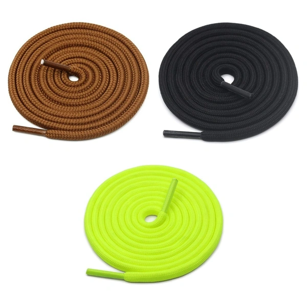 GRAH SANGRAH® 3 Pair (1 Pair Per Single Color) Unisex Shoes Laces For Sport, Running Casual Gym Shoelaces - 120 CM, Black_ Fluorescent _ Camel