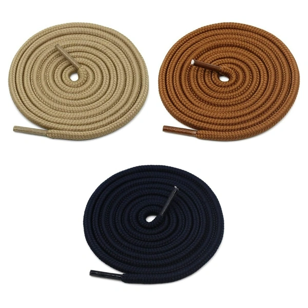 GRAH SANGRAH® 3 Pair (1 Pair Per Single Color) Unisex Shoes Laces For Sport, Running Casual Gym Shoelaces - 120 CM, Navy_ Camel_ Cream
