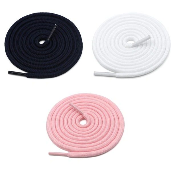 GRAH SANGRAH® 3 Pair (1 Pair Per Single Color) Unisex Shoes Laces For Sport, Running Casual Gym Shoelaces - 120 CM, White-Navy-Pink
