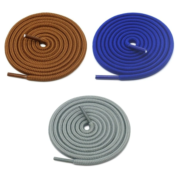 GRAH SANGRAH® 3 Pair (1 Pair Per Single Color) Unisex Shoes Laces For Sport, Running Casual Gym Shoelaces - 120 CM, Camel_ Blue_ Grey