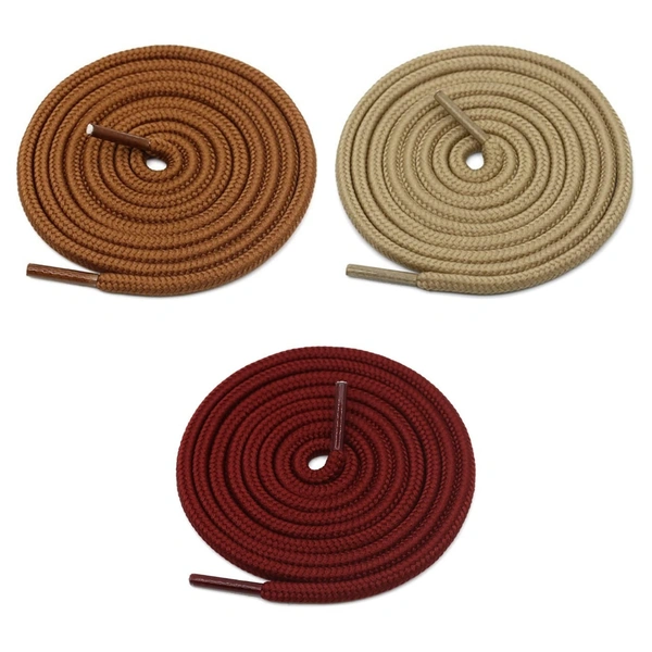 GRAH SANGRAH® 3 Pair (1 Pair Per Single Color) Unisex Shoes Laces For Sport, Running Casual Gym Shoelaces - 120 CM, Tan-Cream-Maroon