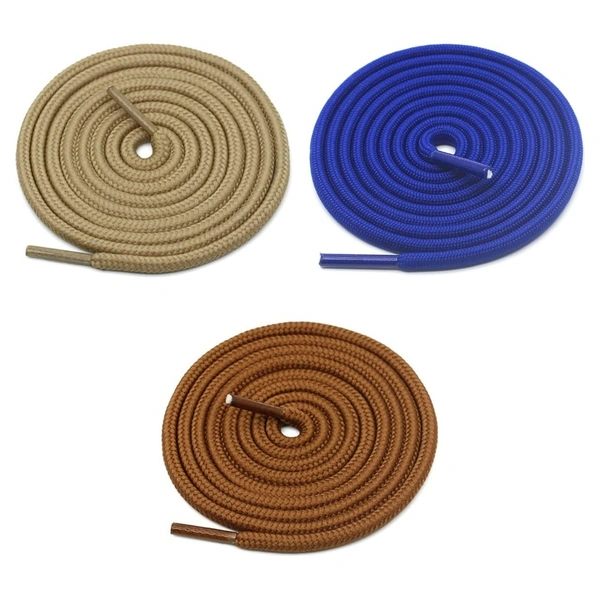 GRAH SANGRAH® 3 Pair (1 Pair Per Single Color) Unisex Shoes Laces For Sport, Running Casual Gym Shoelaces - 120 CM, Cream_ Blue_ Camel