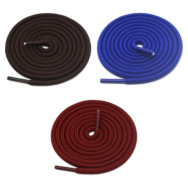 GRAH SANGRAH® 3 Pair (1 Pair Per Single Color) Unisex Shoes Laces For Sport, Running Casual Gym Shoelaces - 120 CM, Dark Brown / Blue / Maroon
