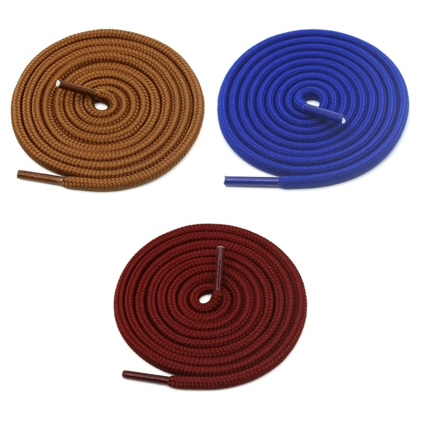 GRAH SANGRAH® 3 Pair (1 Pair Per Single Color) Unisex Shoes Laces For Sport, Running Casual Gym Shoelaces - 120 CM, Camel_ Blue_ Maroon