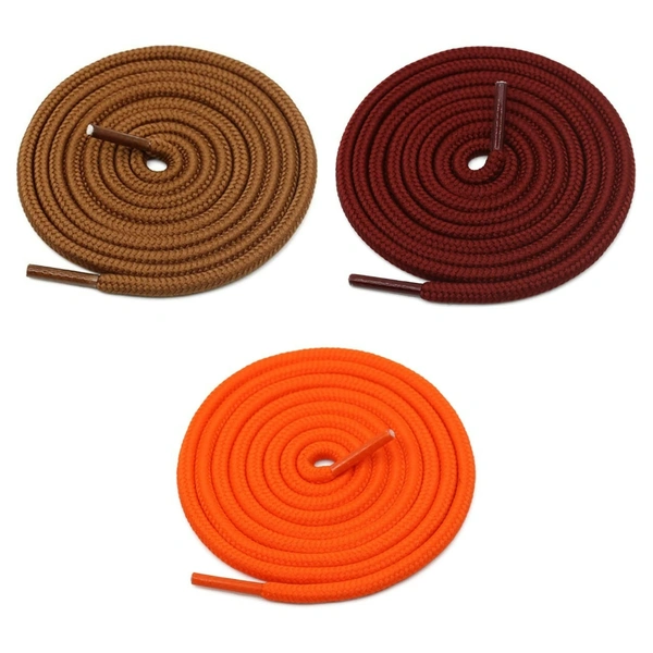 GRAH SANGRAH® 3 Pair (1 Pair Per Single Color) Unisex Shoes Laces For Sport, Running Casual Gym Shoelaces - 120 CM, Camel_ Maroon_ Orange