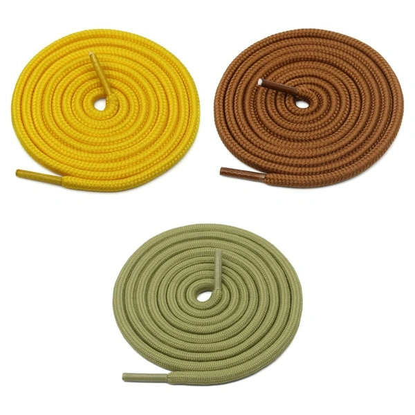 GRAH SANGRAH® 3 Pair (1 Pair Per Single Color) Unisex Shoes Laces For Sport, Running Casual Gym Shoelaces - 120 CM, Camel _ Yellow _ Olive