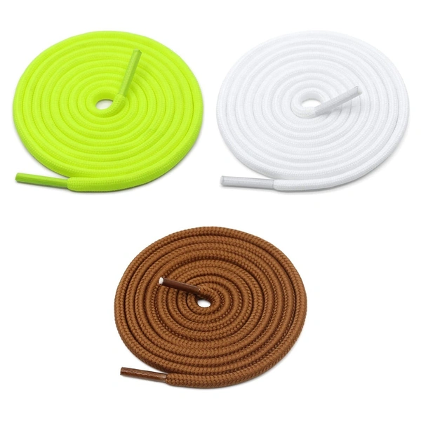 GRAH SANGRAH® 3 Pair (1 Pair Per Single Color) Unisex Shoes Laces For Sport, Running Casual Gym Shoelaces - 120 CM, Fluorescent / White / Tan