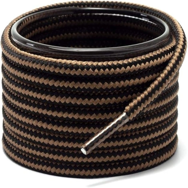 GRAH SANGRAH® (2 Pair Round Boot Laces Running, Sports, Gym, Casual Dual Coloured Striped Shoe Lace - 120 CM, Brown Black