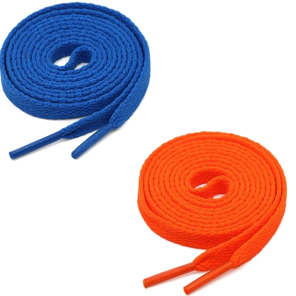 GRAH SANGRAH® (2 Pair) Flat Shoe Lace For Running, Sport Or Gym Shoelace - 150 CM, Blue_ Orange