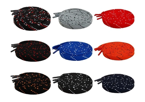 GRAH SANGRAH® 3 Pair (1 Pair Per Single Color) Flat Unisex Shoelaces For Casual, Running Sports Shoes Double Color Twill - 120 CM, Blue / Red / White