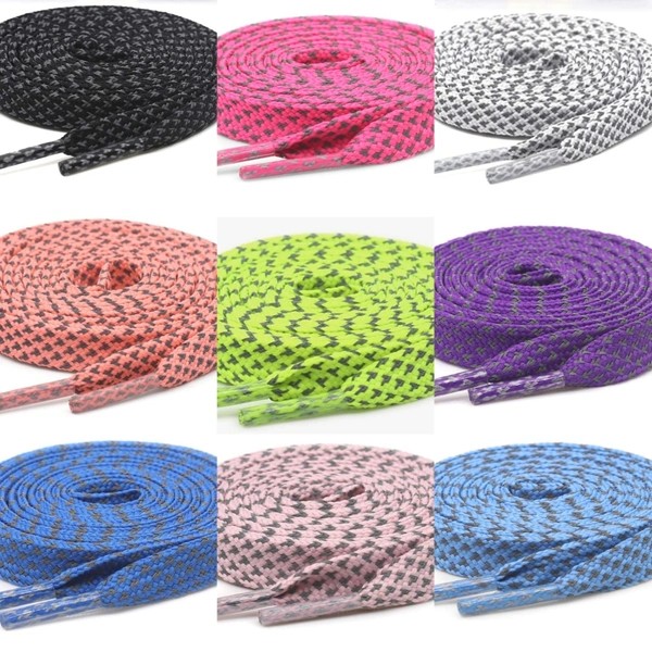 GRAH SANGRAH® (2 Pair (1 Pair Per Single Color) Reflective Unisex Shoelaces For Sport, Running Casual Shoes - 120 CM, Purple-Pink