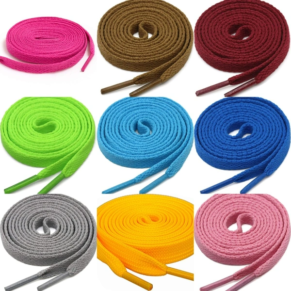 GRAH SANGRAH® 3 Pair (1 Pair Per Single Color) Flat Shoe Lace For Running, Sport Or Gym Shoelace - 120 CM, Sky _ Fluorescent_ Black
