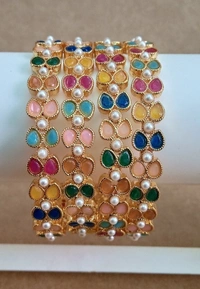Traditionally Metal Multi Color Bangles Set - 2.4