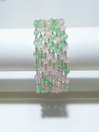 Fancy Metal Bangles Set of Eight, 3 Colors Available   - 2.4, Mint Green & Pink
