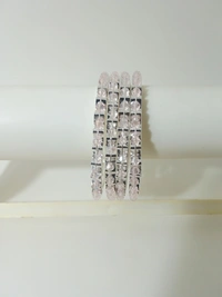 Fancy Metal Bangles Set of Eight   - 2.6, Pink