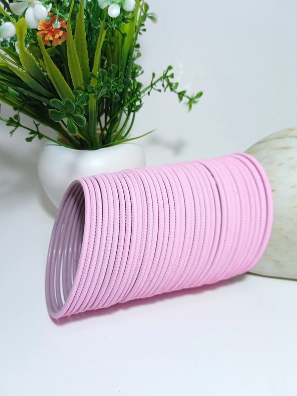 Metal Premium Matte Bangles Set of 3DZN - 2.6, Pink