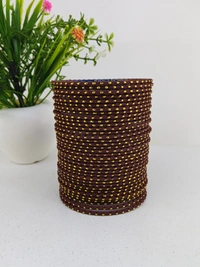 Metal Velvet Bund Set of 36 Bangles.  - 2.8, Mahogany