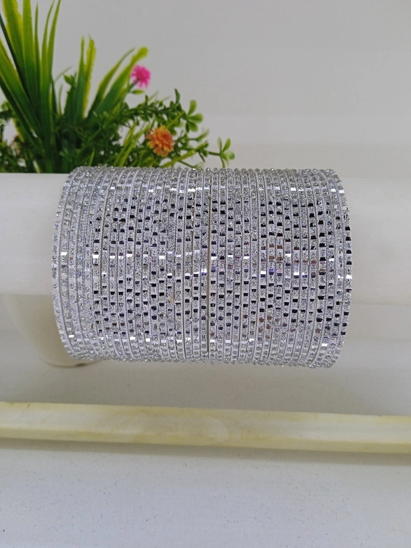 Metal Silver Set of 36 Bangles.  - 2.8, Silver