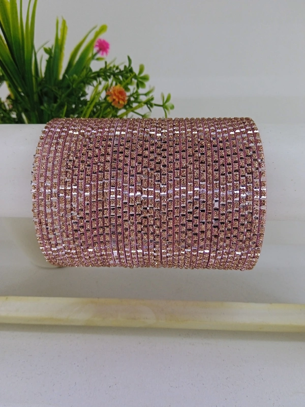 Metal Rose Gold Set of 36 Bangles.  - 2.6, Rose Gold