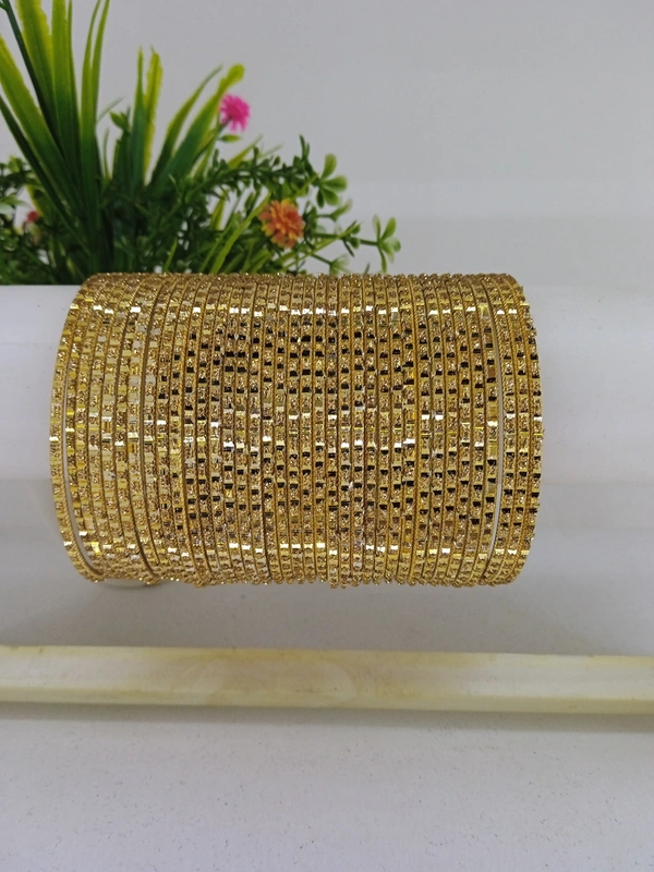 Metal Golden Set of 36 Bangles.  - 2.6, Golden