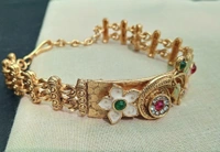 Traditional Rajwadi Brass Meenakari Kundan Bracelet. - to can wear from 22 to 28 size