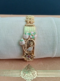 Traditional Rajwadi Brass Meenakari Kundan Bracelet. - to can wear from 22 to 28 size
