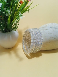 Multi Sparkling Crystal Silver Bangles Set. - 2.8, Silver