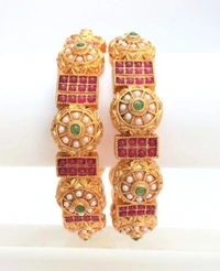 Rajwadi Metal Bangles Kada Set. - 2.4