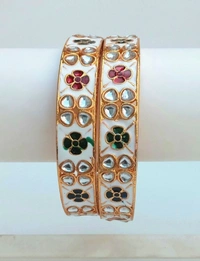Tradisional Multi Kundan Metal Bangles Set. - 2.6