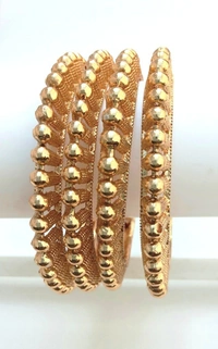 Traditional Golden Pacheli Metal Bangles Set. - 2.6