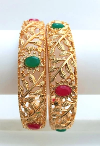 Rajwadi Kundan Metal Bangles Patla Set - 2.6