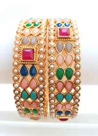 Traditional Metal Multi Color Bangles Kada - 2.4