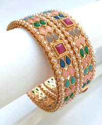 Traditional Metal Multi Color Bangles Kada - 2.4