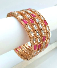 Traditional Red and white Kundan Bangles Set. - 2.6