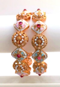 Rajwadi Meenakari Kundan Metal Bangles Set. - 2.4