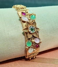 Tradistional Rajwadi Brass Meenakari , Kundan Bracelet. - to can wear from 22 to 28 size