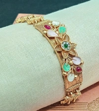 Tradistional Rajwadi Brass Meenakari , Kundan Bracelet. - to can wear from 22 to 28 size