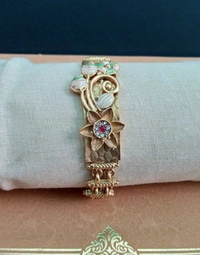Traditional Rajwadi Brass Meenakari Kundan Bracelet. - to can wear from 22 to 28 size