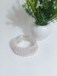 Fancy Metal Bangles Set of Eight   - 2.6, Pink