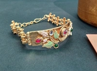 Traditional Rajwadi Brass Meenakari Kundan Bracelet. - to can wear from 22 to 28 size