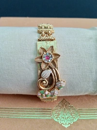 Traditional Rajwadi Brass Meenakari Kundan Bracelet. - to can wear from 22 to 28 size