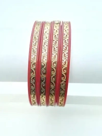 Premium Micro Gold Plated Pola Bangles - 2.8, Red