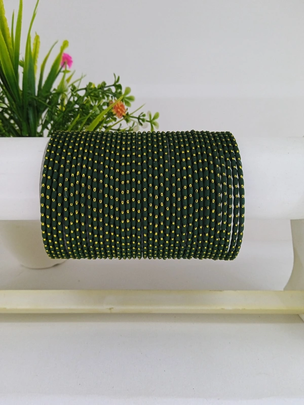 Metal Velvet Bund Set of 36 Bangles.  - 2.4, Mallard