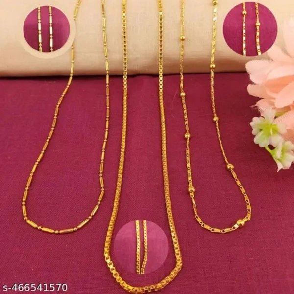 Fancy Micro Gold Plated Chain "Combo Pack of 3 " - 