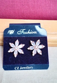 Trendy AD Light Pink 22k Micro Gold Plated Studs.
