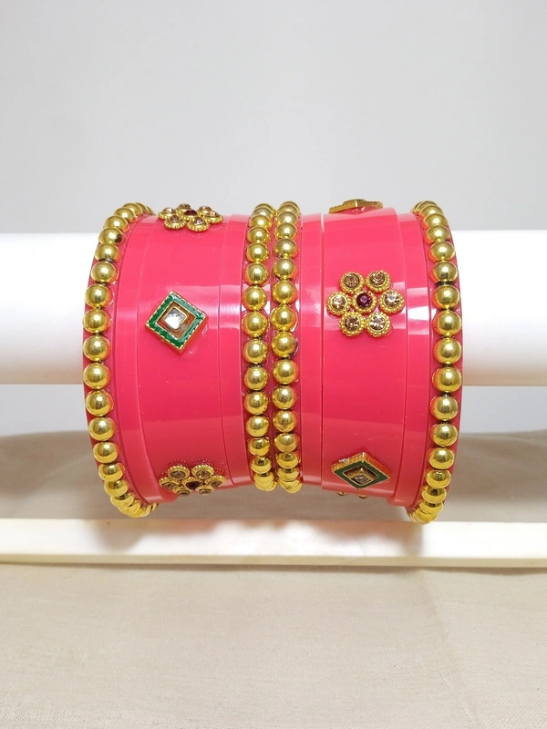 Rajasthani Kundan Dhalu Set - Radical Red, 2.4