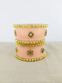Rajasthani Kundan Dhalu Set - Peach Schnapps, 2.6
