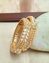Rajwadi Kundan Bangles Set - 2.8